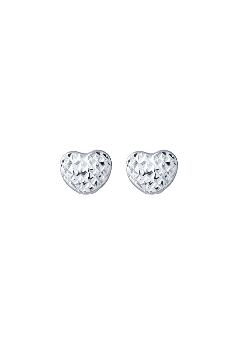 TOMEI Laser Heart Earrings, White Gold 585