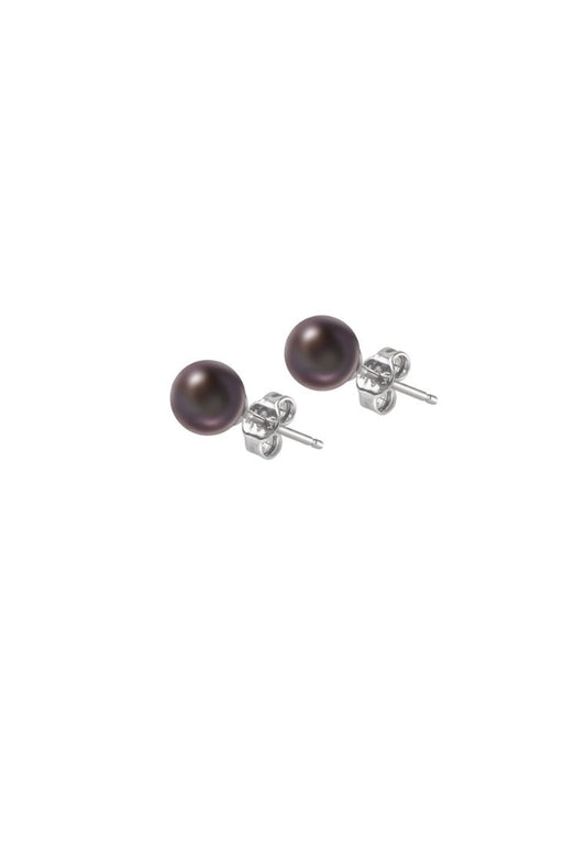 TOMEI Pearlfect Love Black Pearl Earrings, White Gold 585