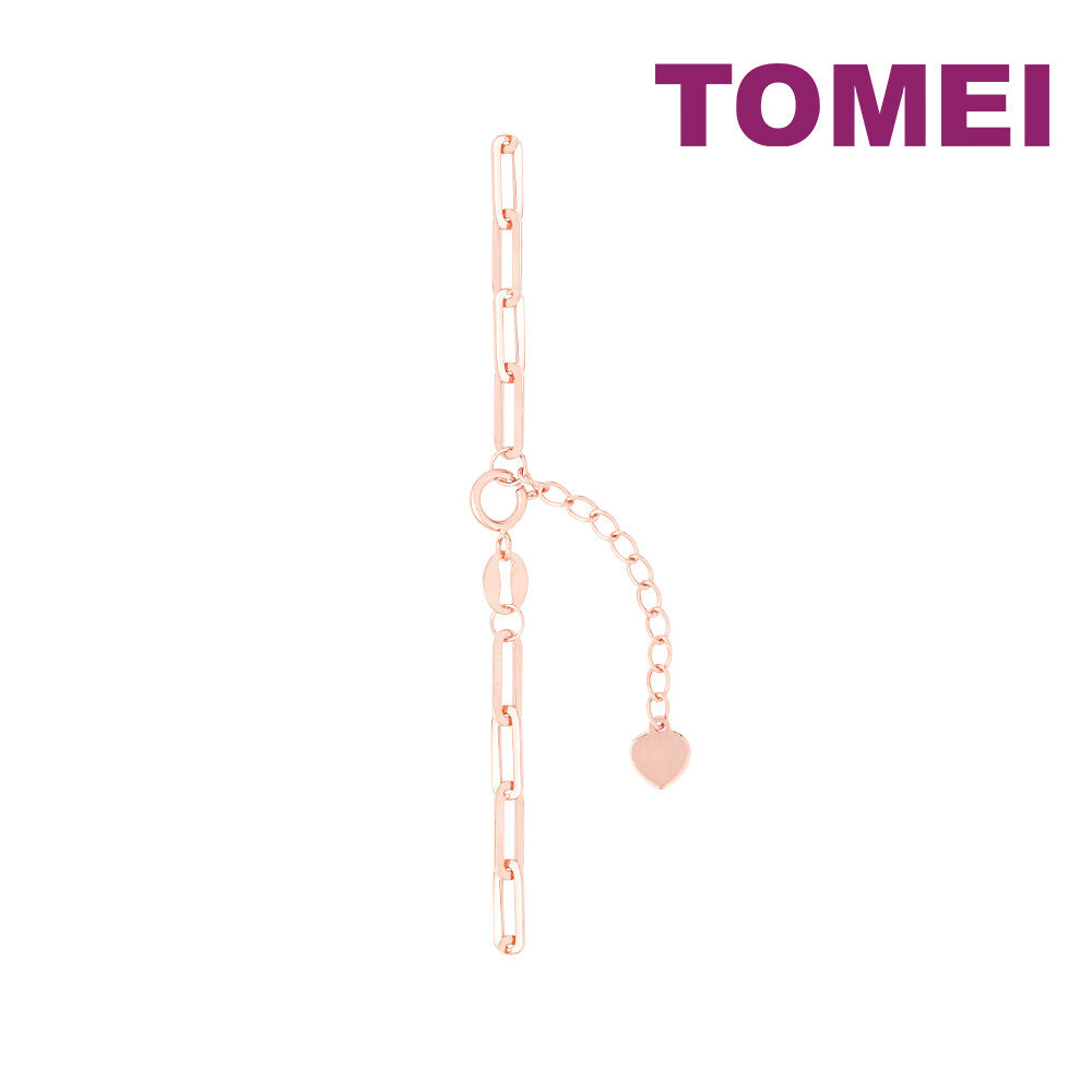 TOMEI Rouge Collection Dangle Heart & Bell Bracelet, Rose Gold 750