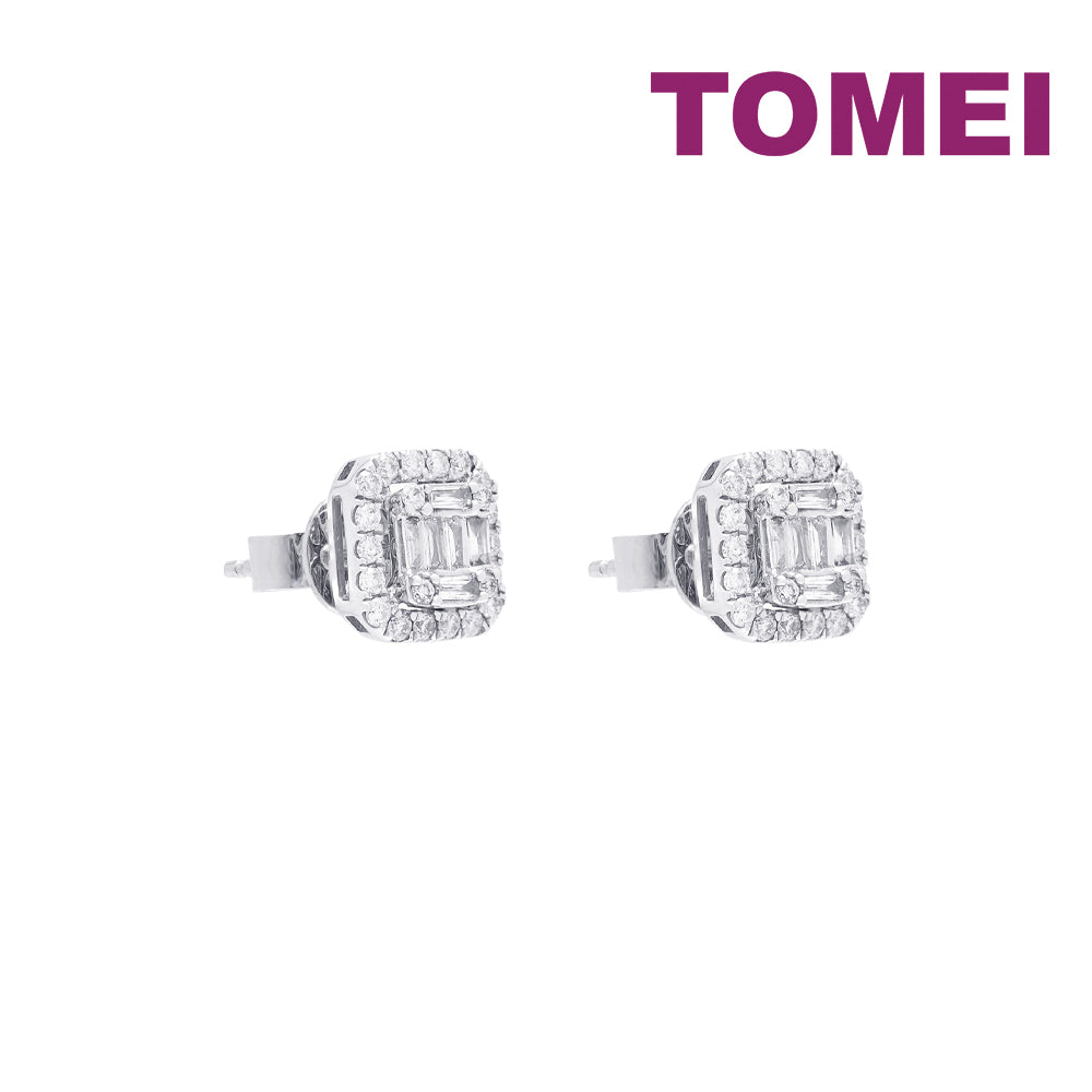 TOMEI Radiant Glowing Diamond Earrings, White Gold 750