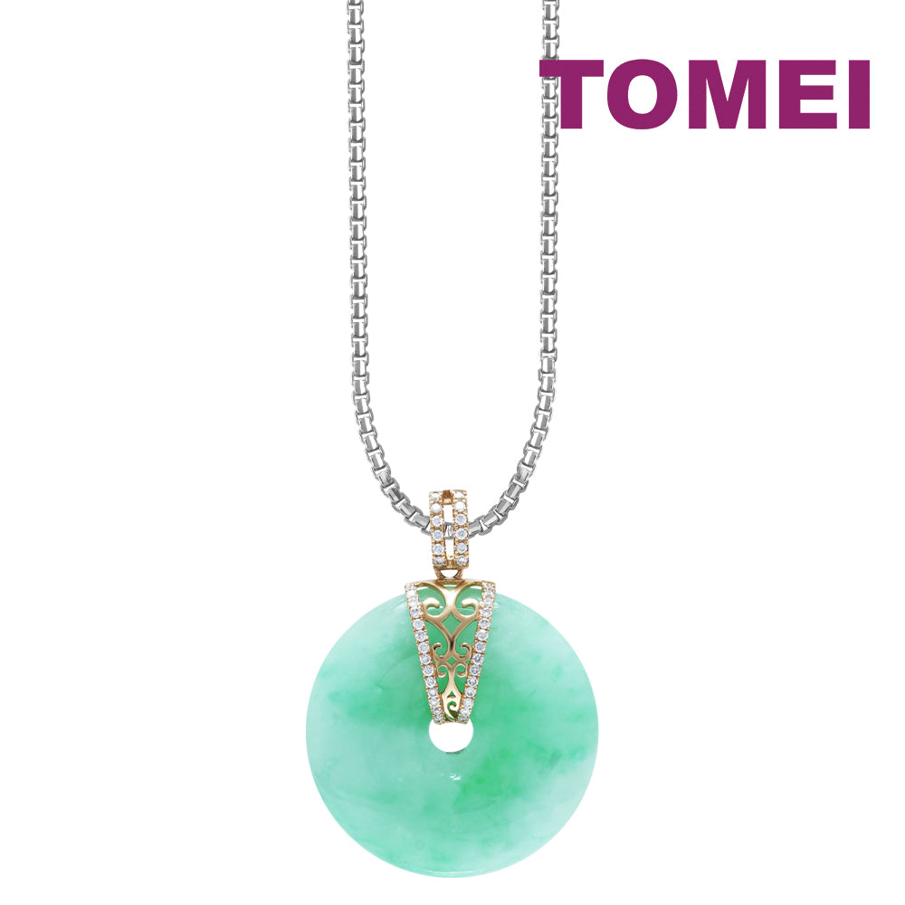 TOMEI The Soothing and Cool Jade Pendant, White/Yellow Gold 750