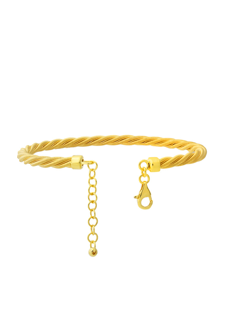 TOMEI Lusso Italia Twisted Ribbed Bangle, Yellow Gold 916