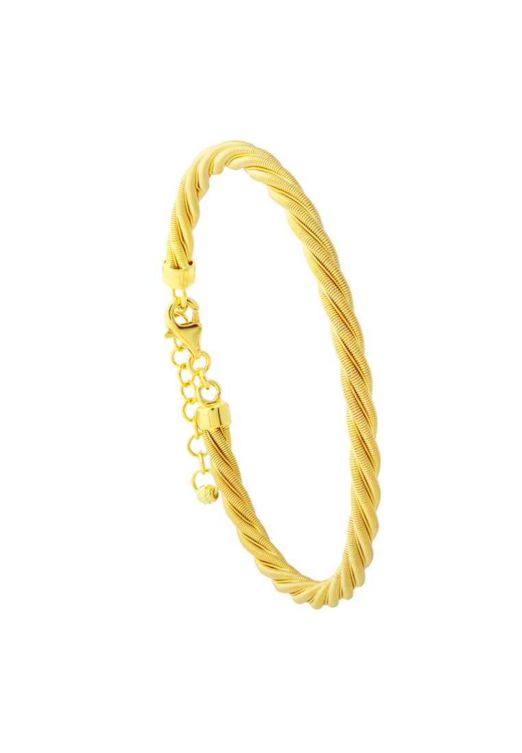 TOMEI Lusso Italia Twisted Ribbed Bangle, Yellow Gold 916