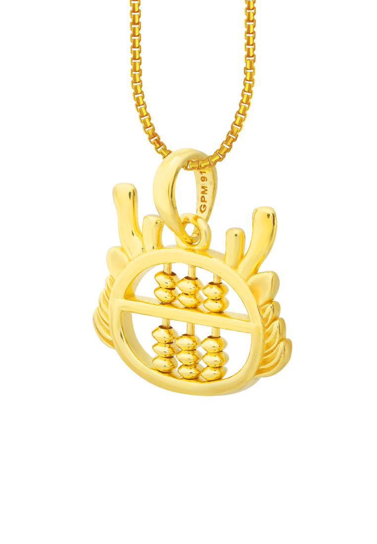 TOMEI Dragon Abacus Pendant, Yellow Gold 916