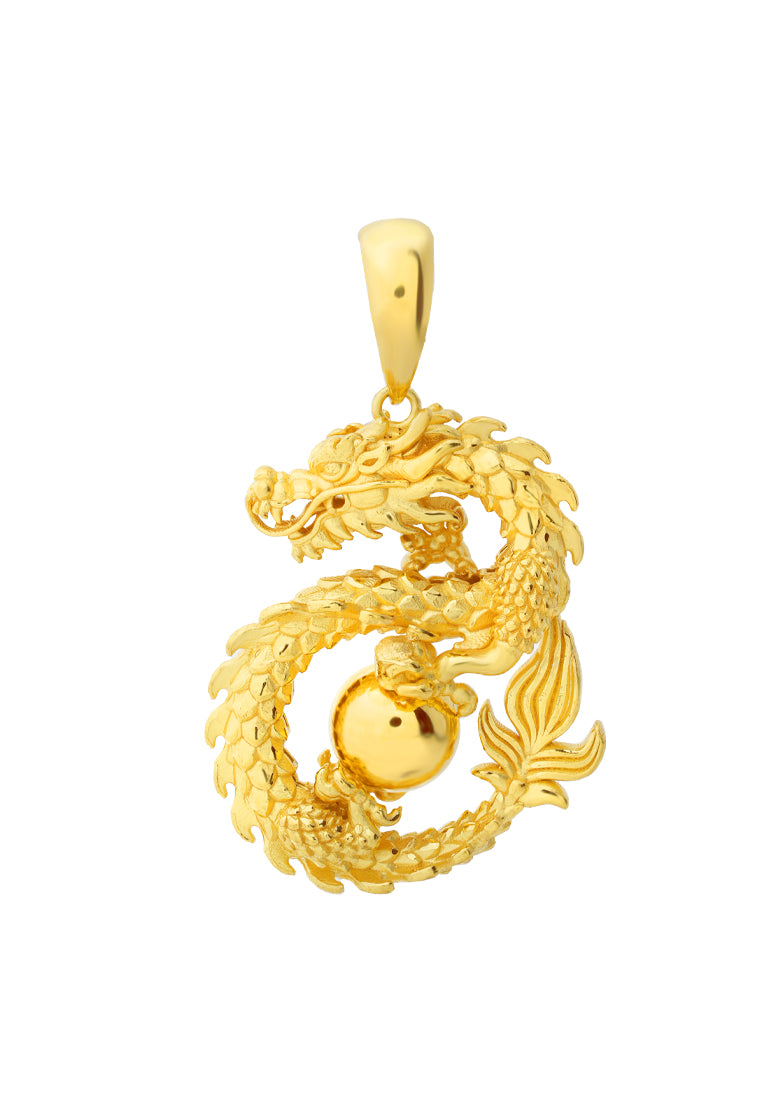 TOMEI Majestic Dragon Ball Pendant, Yellow Gold 916