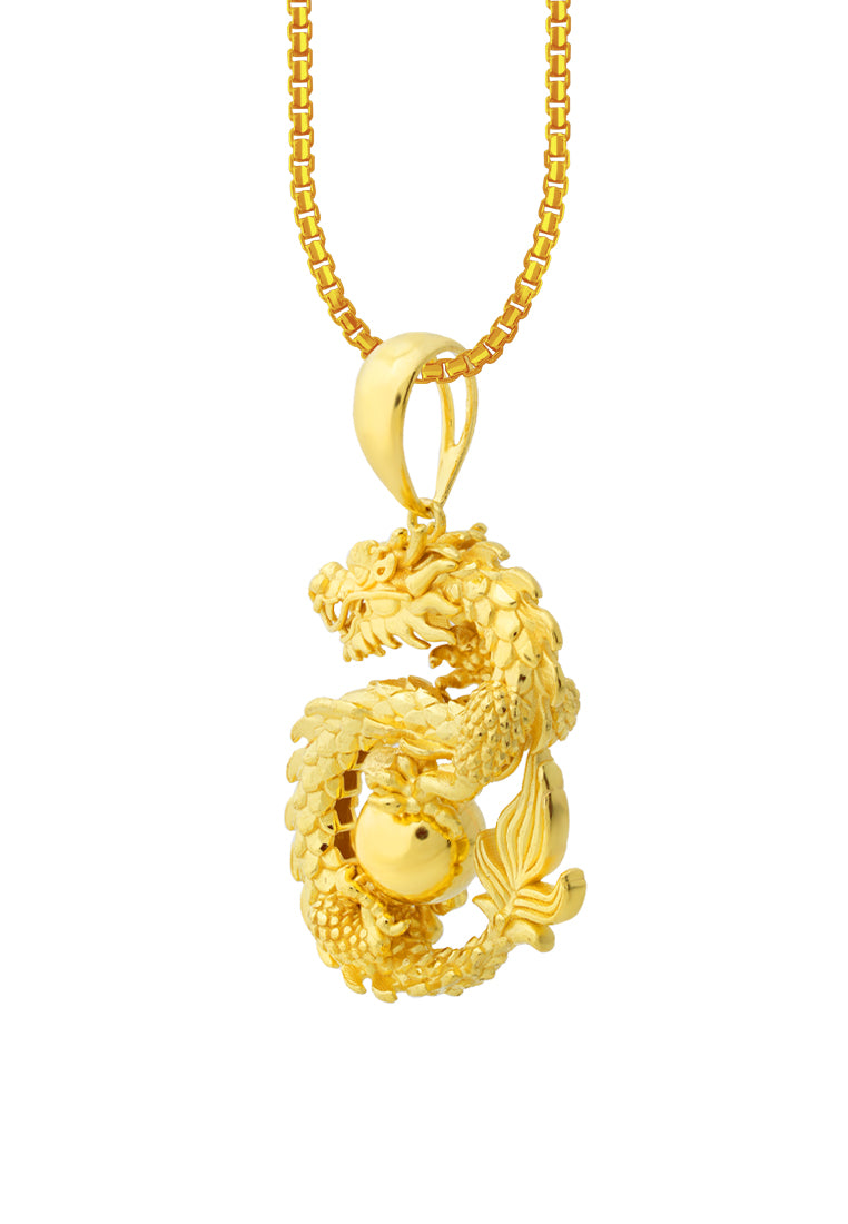 TOMEI Majestic Dragon Ball Pendant, Yellow Gold 916