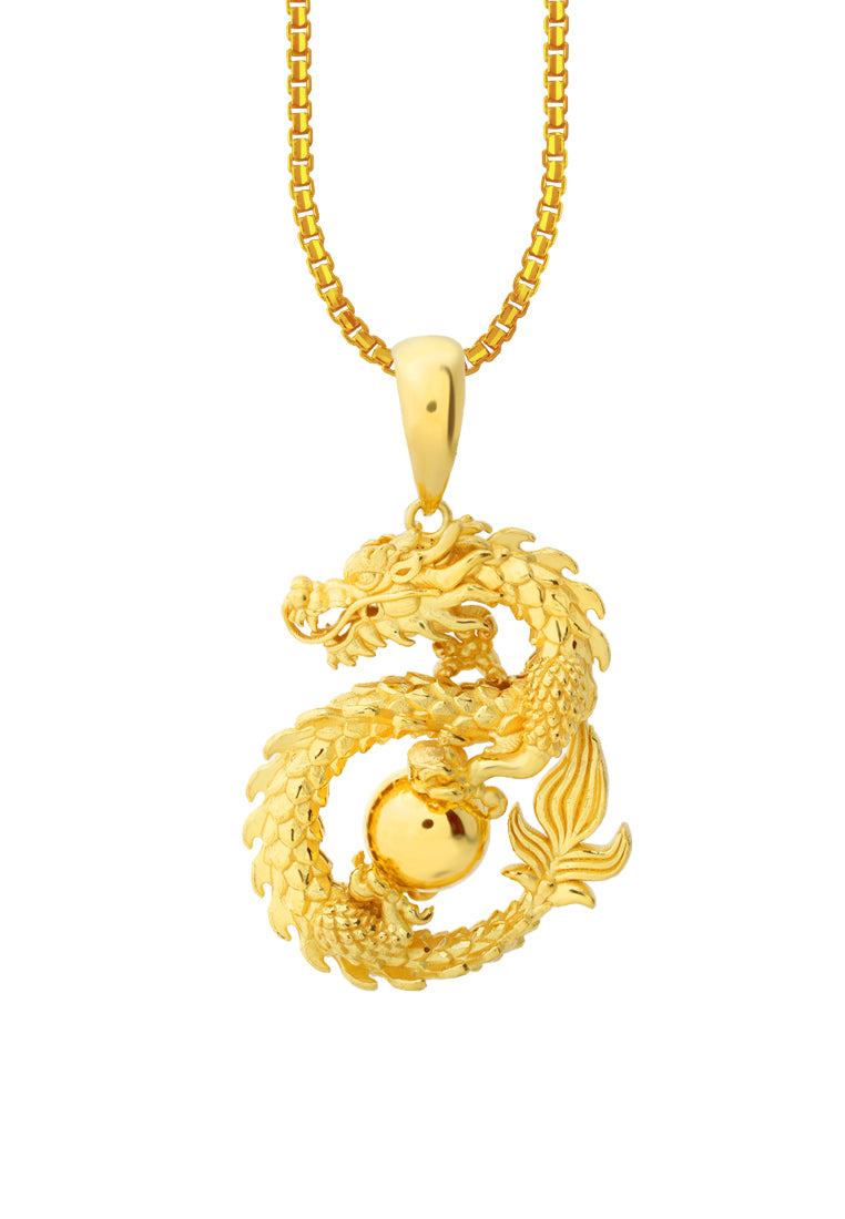 TOMEI Majestic Dragon Ball Pendant, Yellow Gold 916