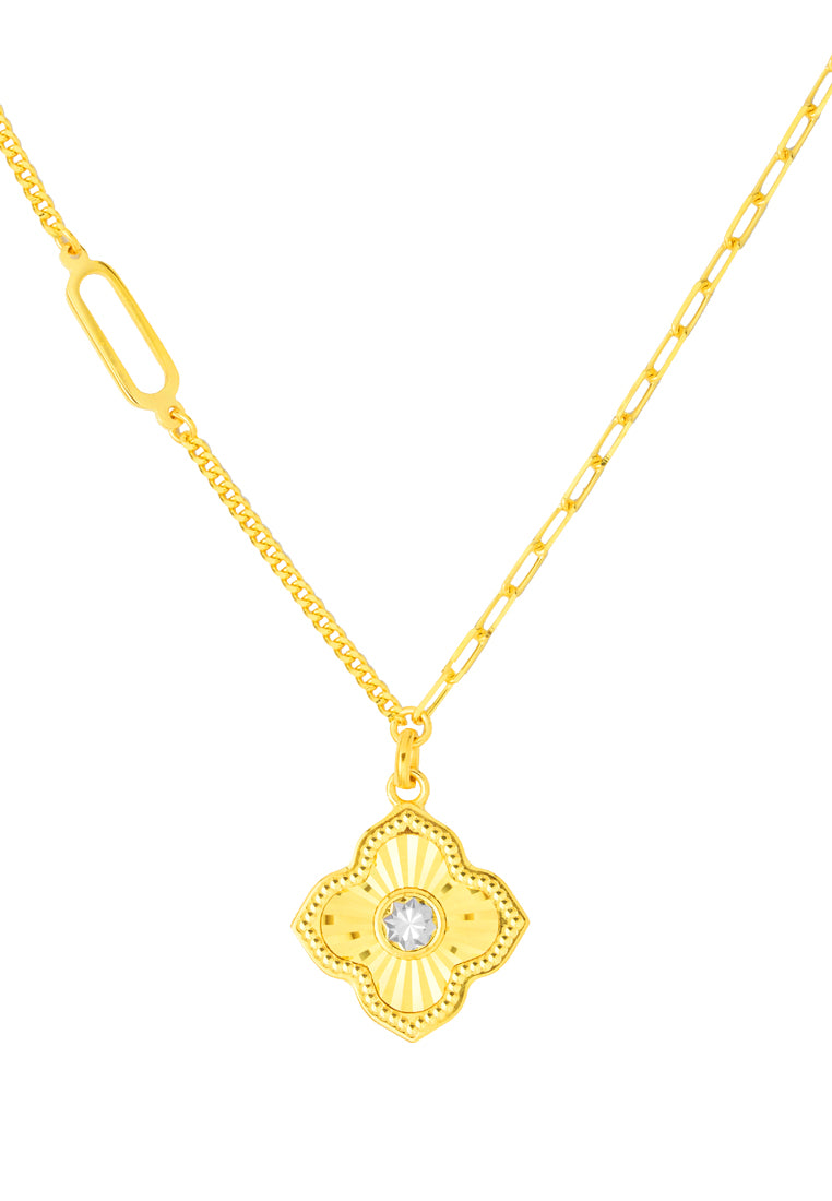 TOMEI Four-Leaves Clover Necklace, Yellow Gold 999