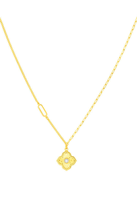 TOMEI Four-Leaves Clover Necklace, Yellow Gold 999