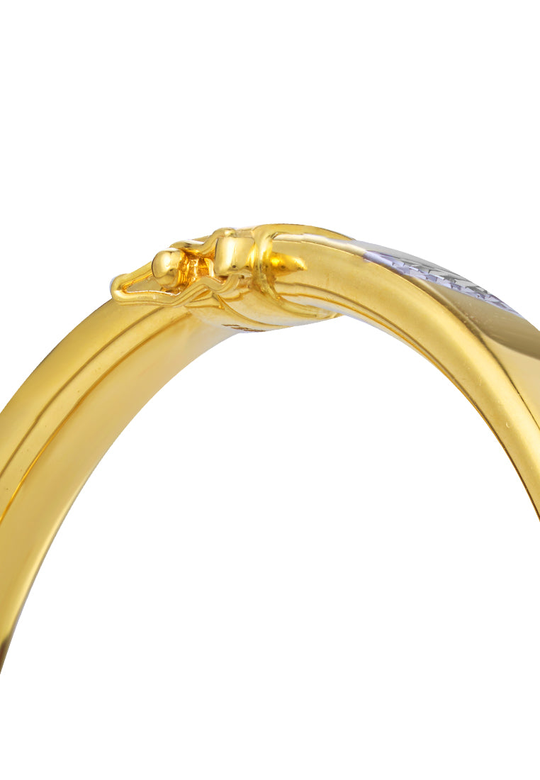 TOMEI Dual-Tone Simplicity Bangle, Yellow Gold 916