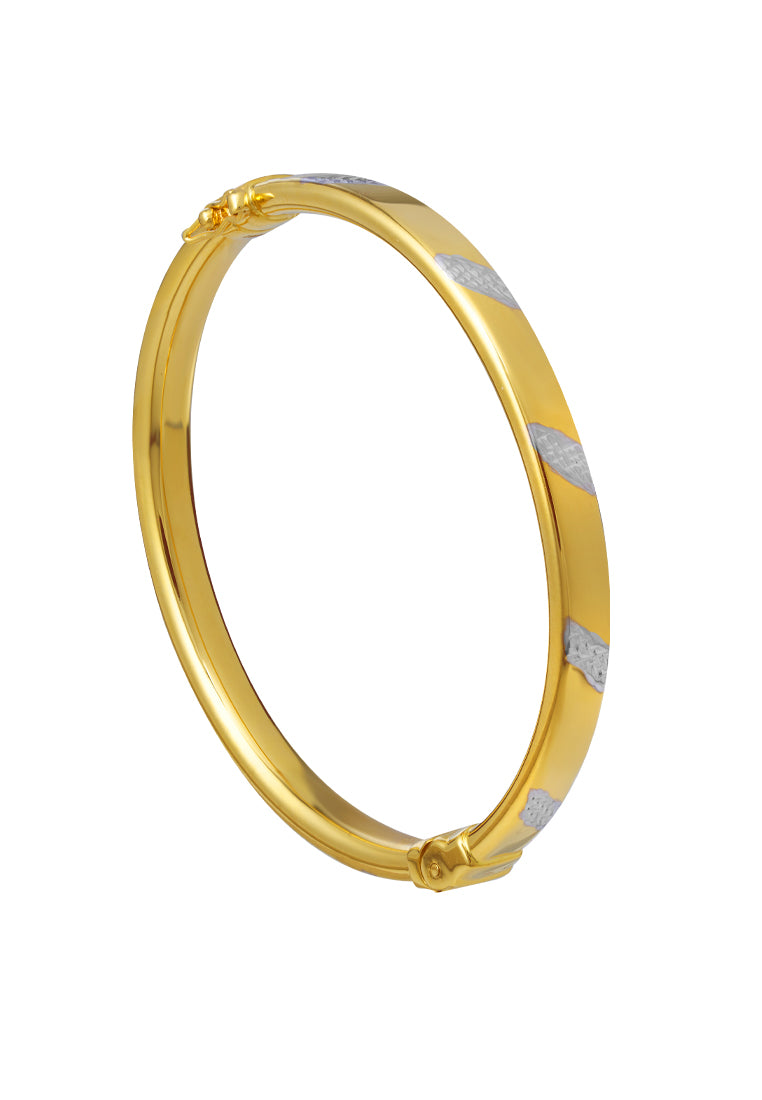 TOMEI Dual-Tone Simplicity Bangle, Yellow Gold 916