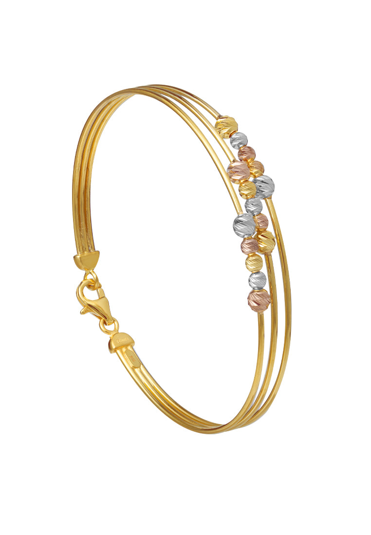 TOMEI Lusso Italia Tri-Tone Beads Bangle, Yellow Gold 916