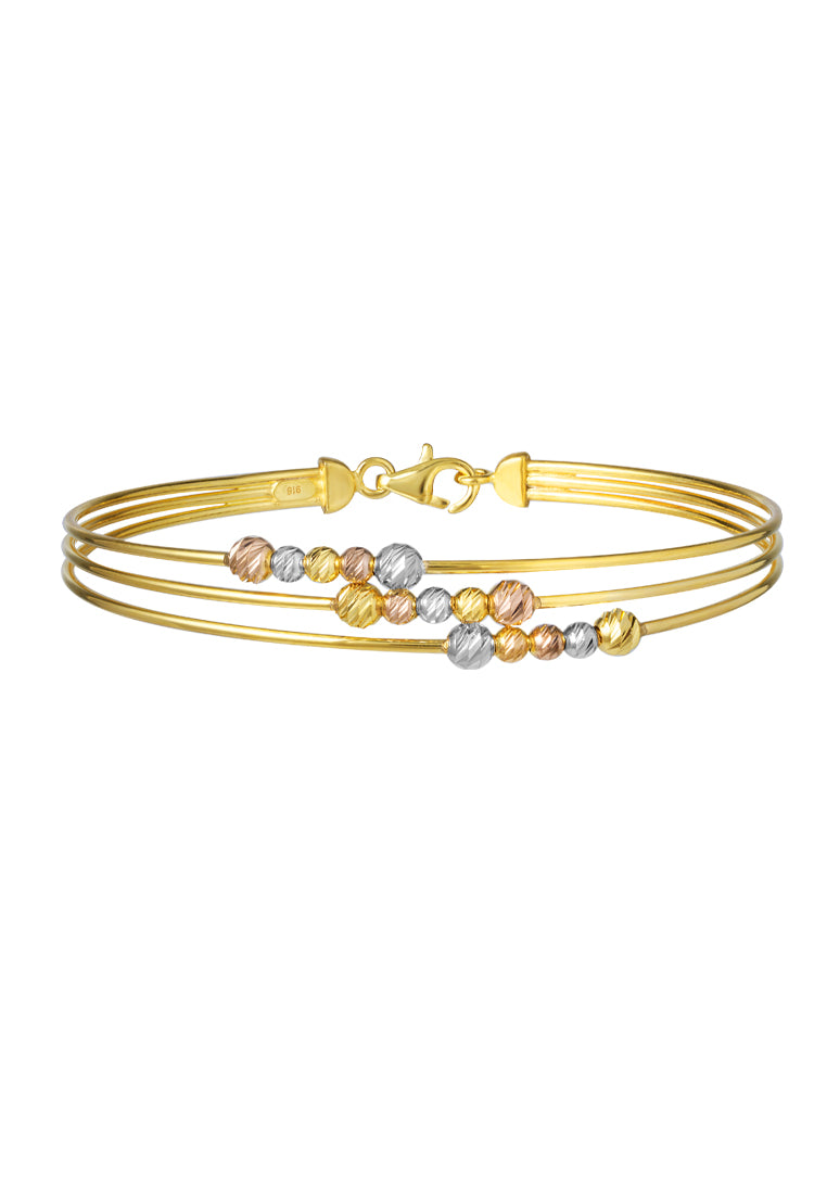 TOMEI Lusso Italia Tri-Tone Beads Bangle, Yellow Gold 916