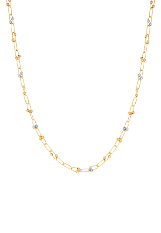 TOMEI Lusso Italia Tri-Tone Beads and Clips Necklace, Yellow Gold 916