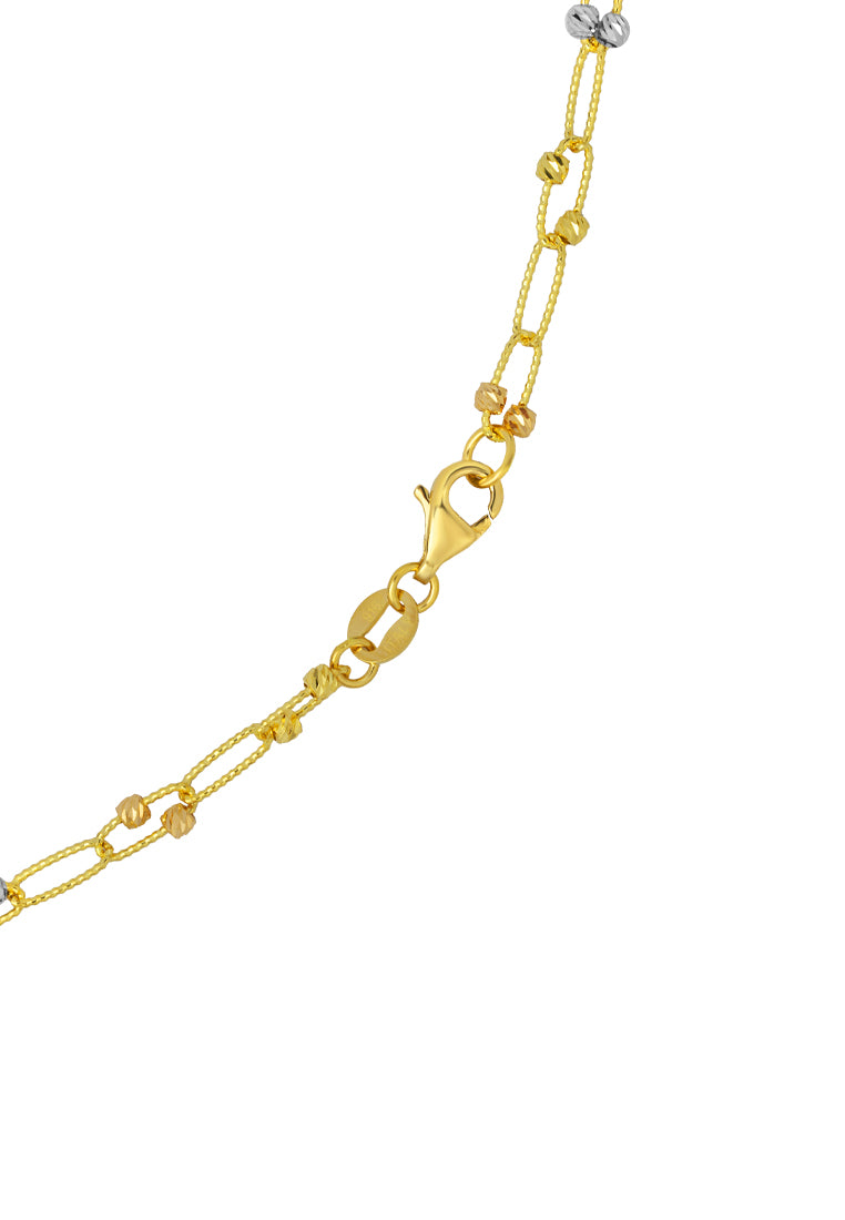 TOMEI Lusso Italia Tri-Tone Beads and Clips Necklace, Yellow Gold 916