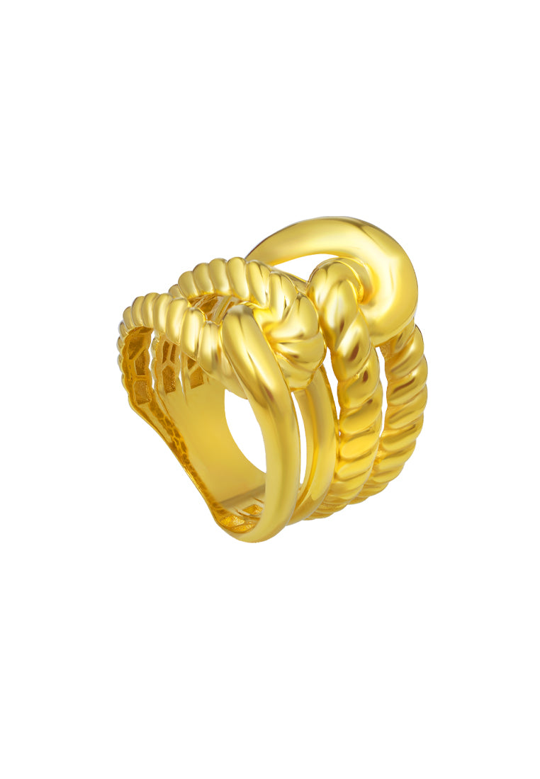 TOMEI Lusso Italia Dual-Tier Knotted Ring, Yellow Gold 916