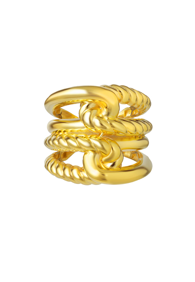 TOMEI Lusso Italia Dual-Tier Knotted Ring, Yellow Gold 916