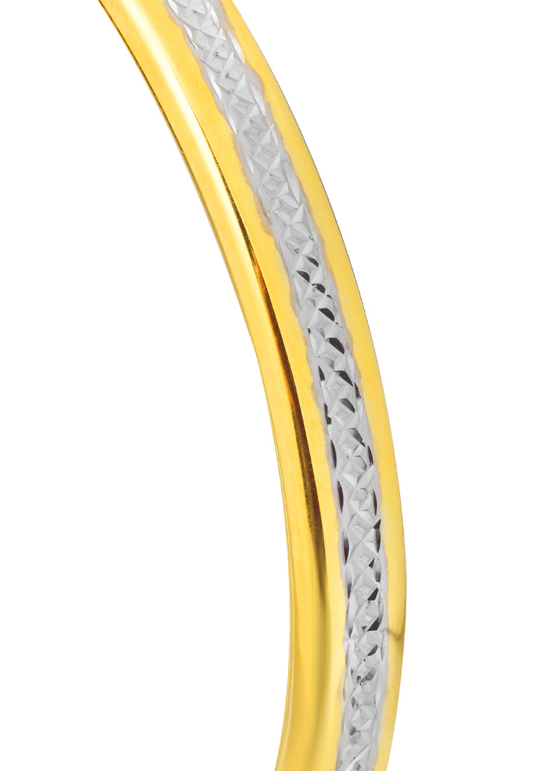 TOMEI Dual-Tone Simplicity Bangle, Yellow Gold 916