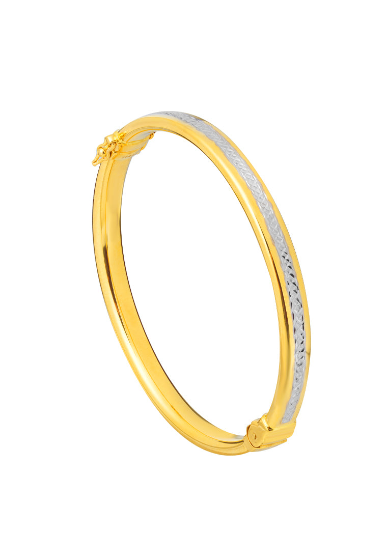 TOMEI Dual-Tone Simplicity Bangle, Yellow Gold 916