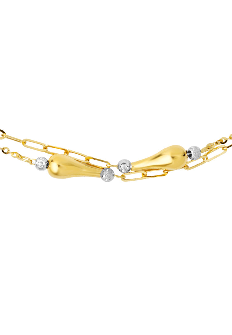 TOMEI Lusso Italia Dual-Tone Teardrop Bracelet, Yellow Gold 916