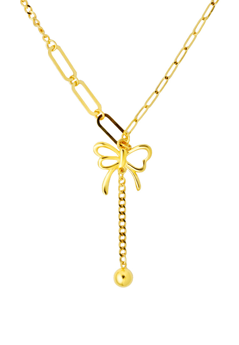 TOMEI Lusso Italia Dangling Ribbon Necklace, Yellow Gold 916