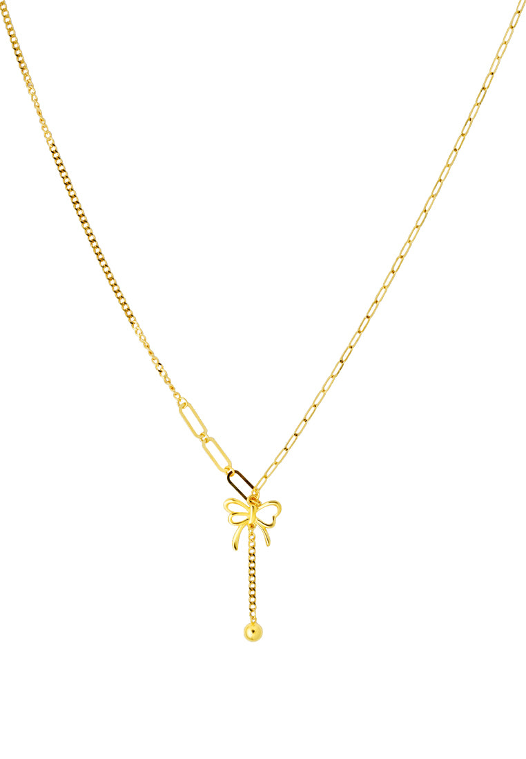 TOMEI Lusso Italia Dangling Ribbon Necklace, Yellow Gold 916