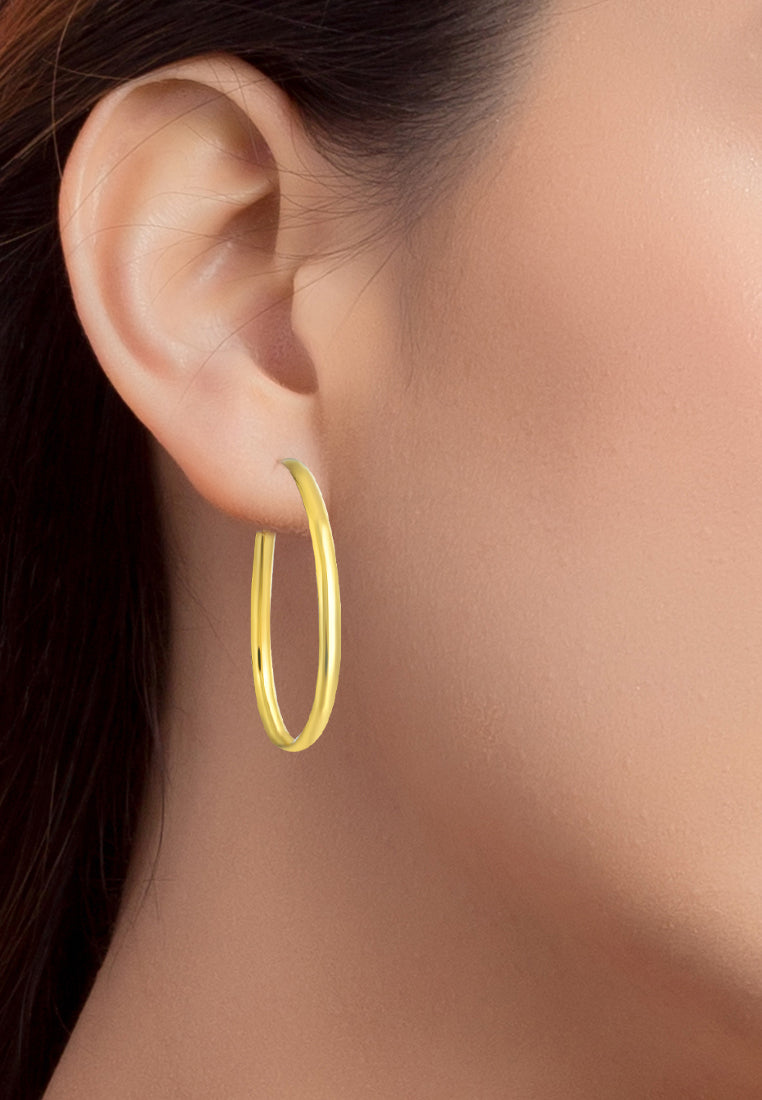 TOMEI Lusso Italia Dainty Big Hoop Earrings, Yellow Gold 916