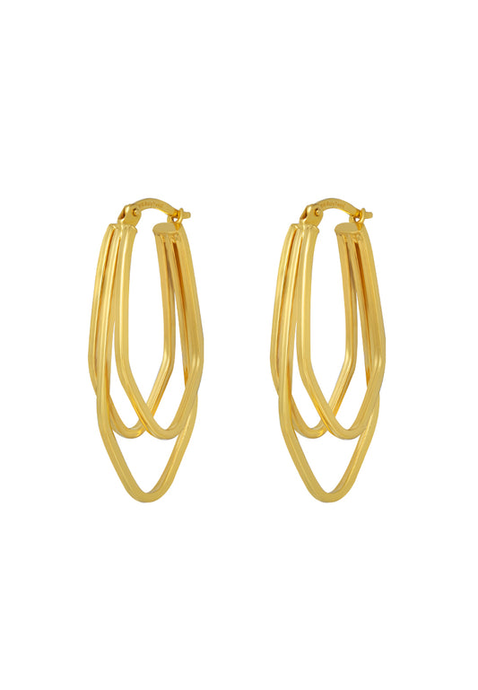 TOMEI Lusso Italia Triple Hoop Earrings, Yellow Gold 916