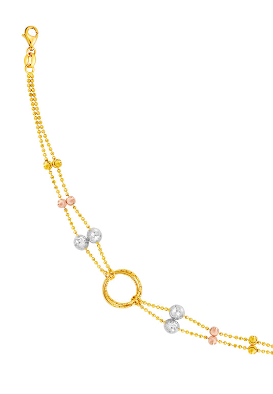 TOMEI Lusso Italia Tri-Tone Layered Beads Bracelet, Yellow Gold 916