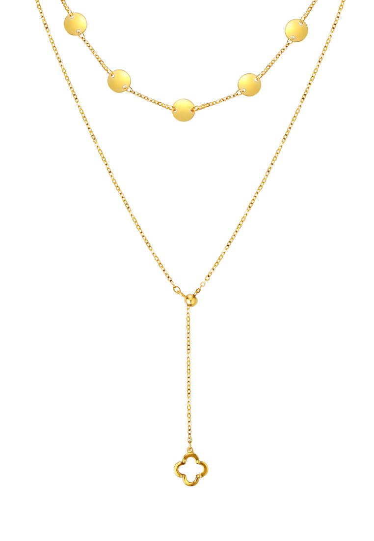 TOMEI Lusso Italia Double Layered Clover Necklace, Yellow Gold 916