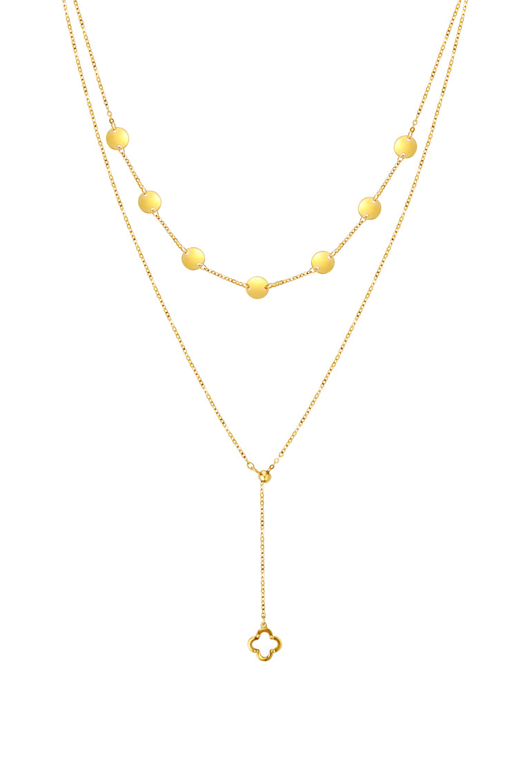 TOMEI Lusso Italia Double Layered Clover Necklace, Yellow Gold 916