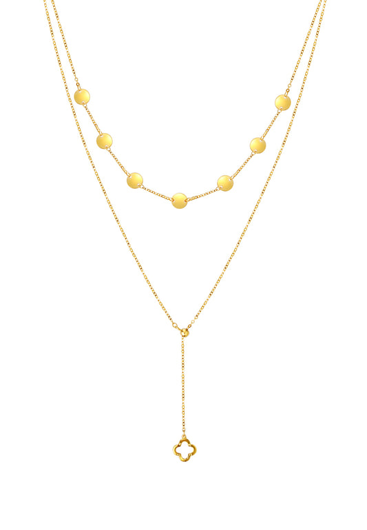 TOMEI Lusso Italia Double Layered Clover Necklace, Yellow Gold 916