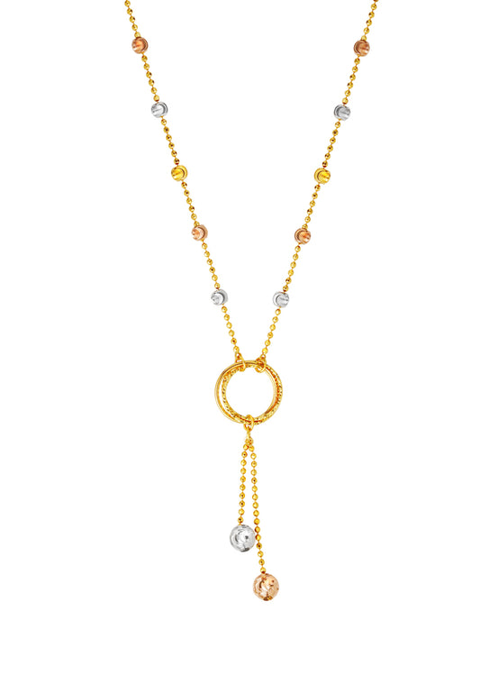 TOMEI Lusso Italia Tri-Tone Dangling Beads Necklace, Yellow Gold 916