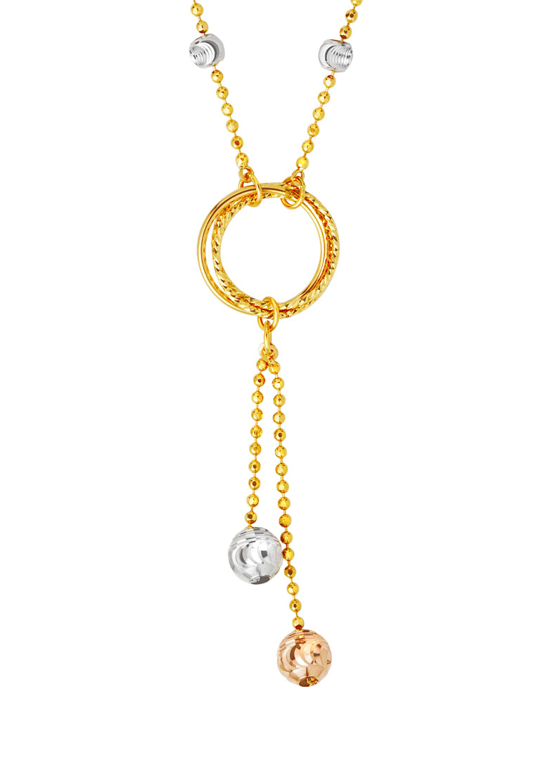 TOMEI Lusso Italia Tri-Tone Dangling Beads Necklace, Yellow Gold 916