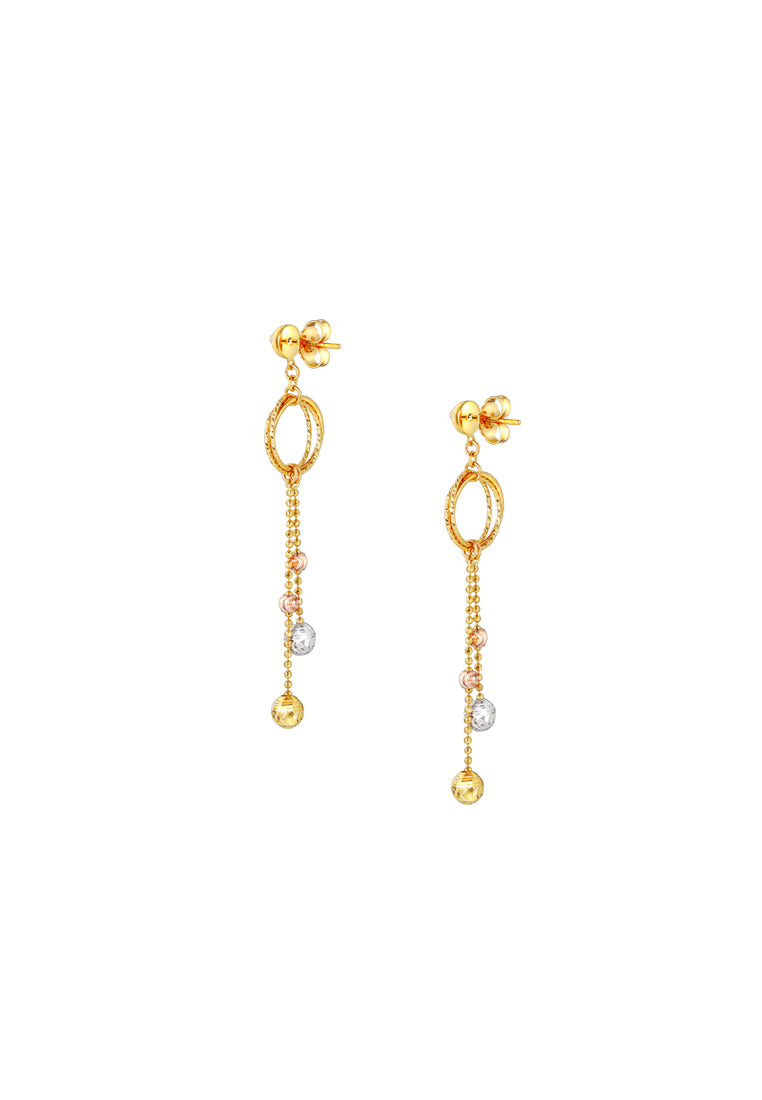 TOMEI Lusso Italia Tri-Tone Dangling Beads Earrings, Yellow Gold 916