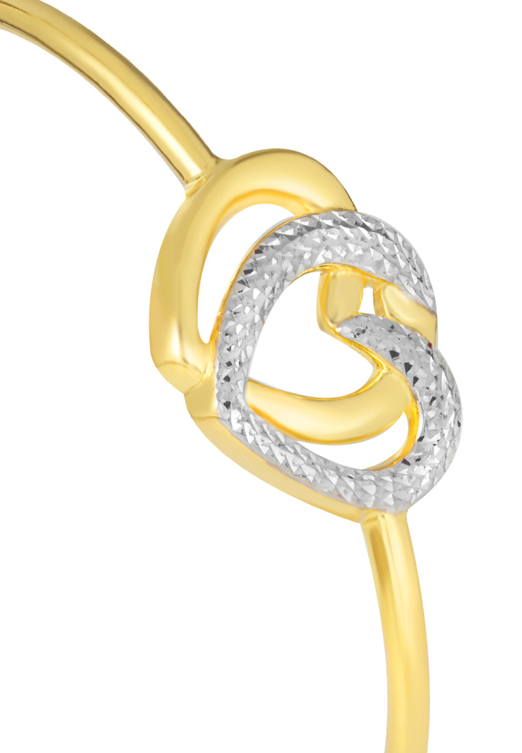 TOMEI Dual-Tone Lovely Bangle, Yellow Gold 916