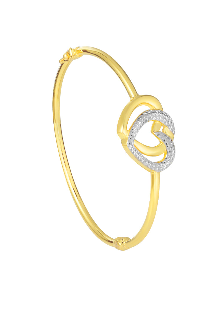 TOMEI Dual-Tone Lovely Bangle, Yellow Gold 916