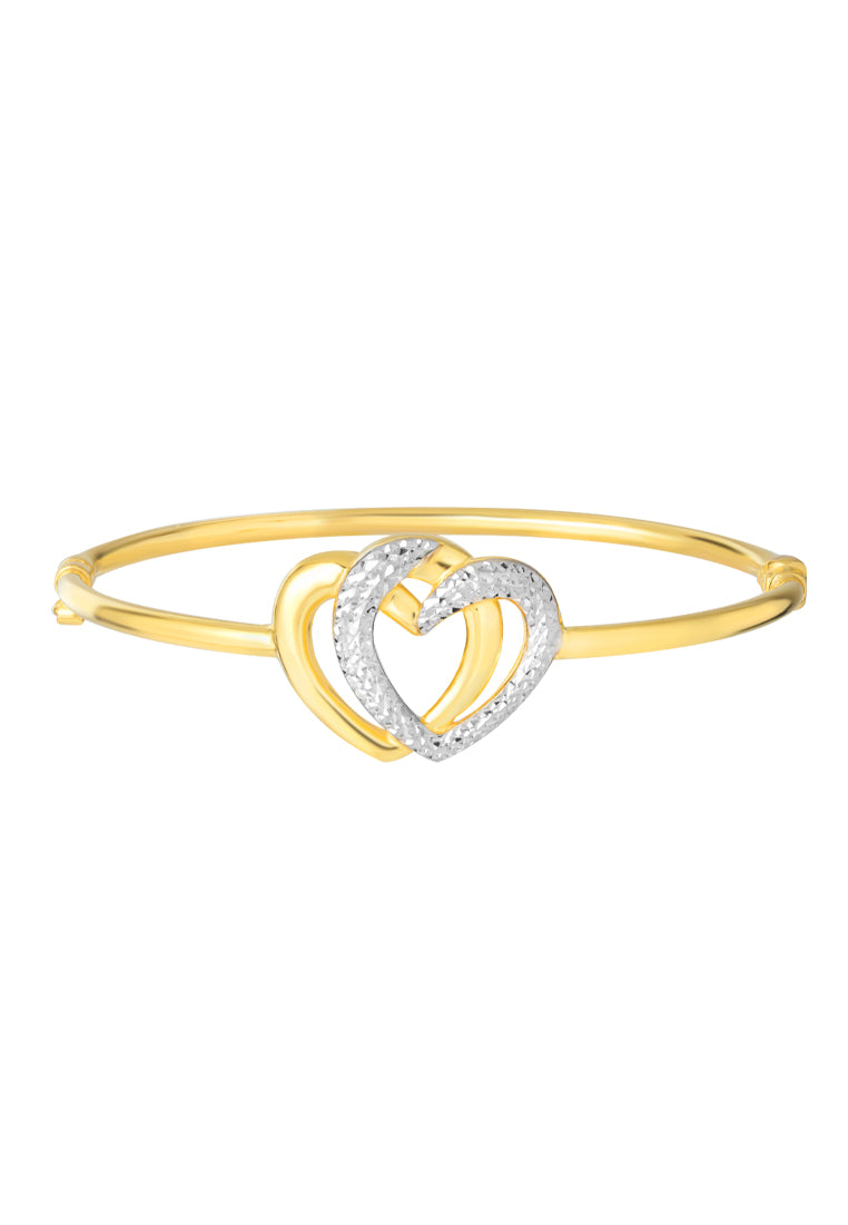 TOMEI Dual-Tone Lovely Bangle, Yellow Gold 916