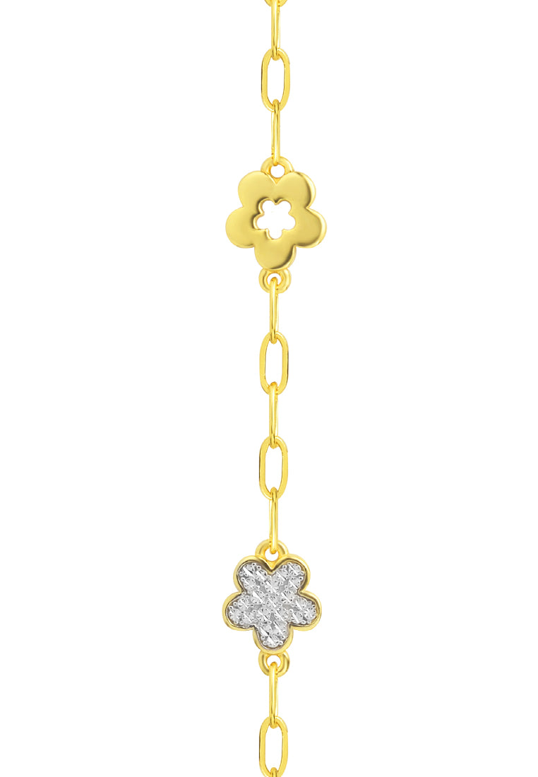 TOMEI Dual-Tone Sweet Flower Bracelet, Yellow Gold 916