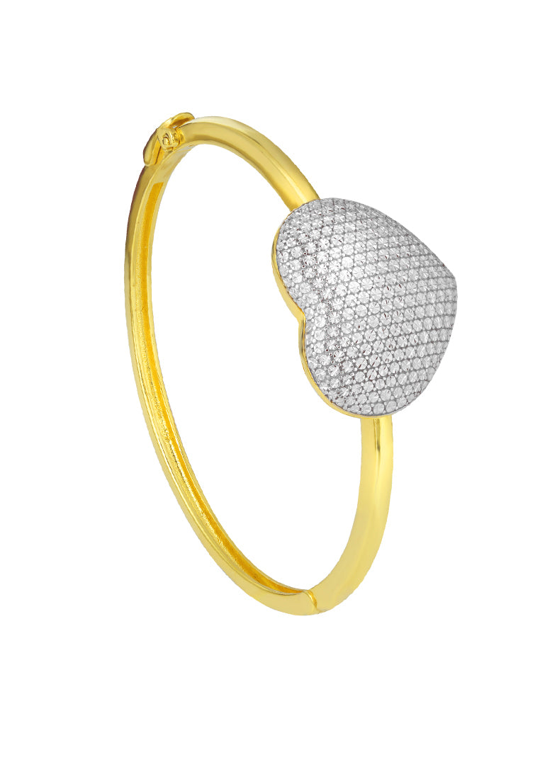 TOMEI Diamond Cut Collection Heart Bangle, Yellow Gold 916