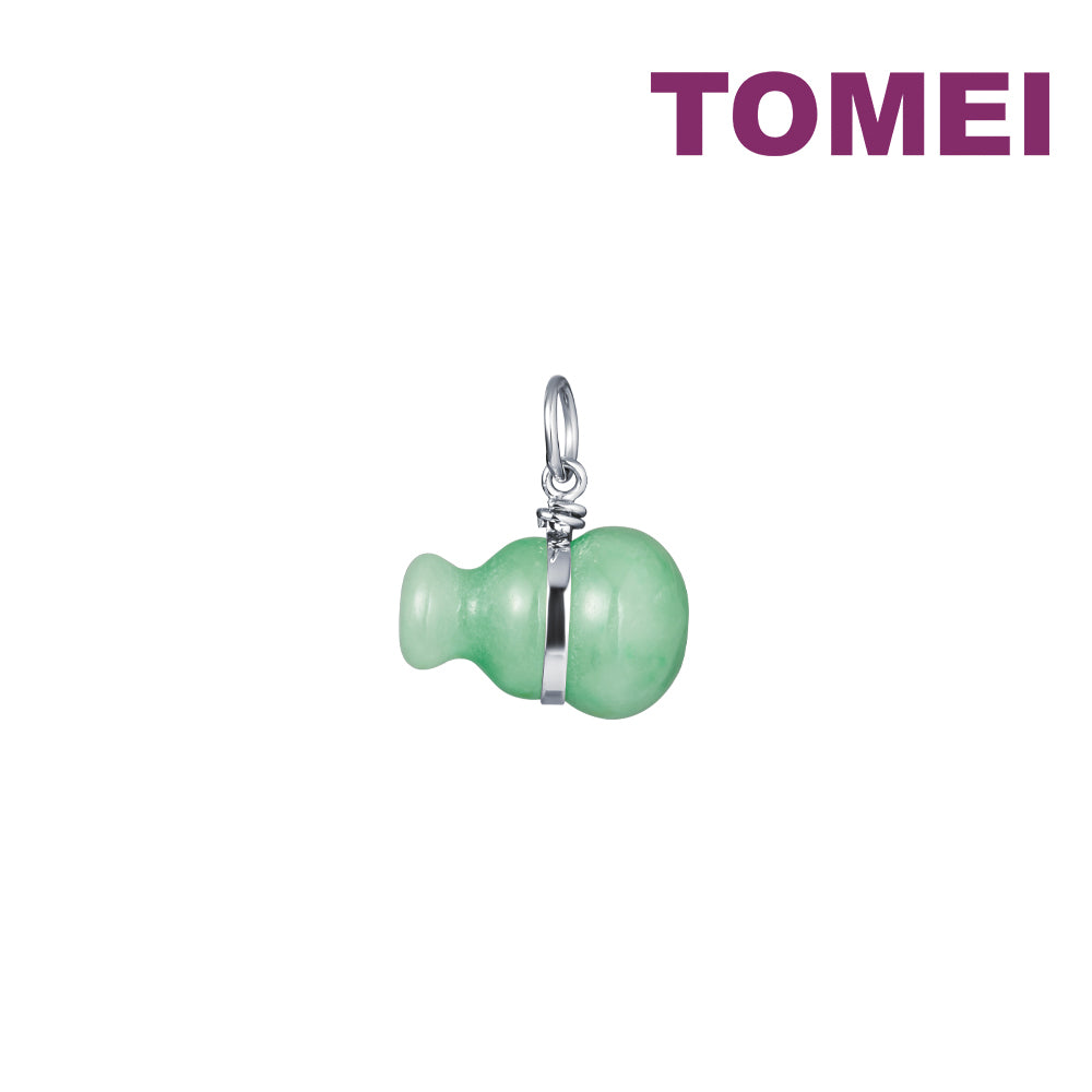 TOMEI Lucky Gourd Jade Pendant, White Gold 750