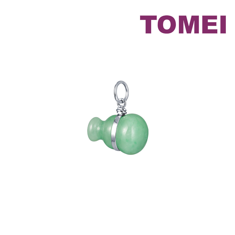 TOMEI Lucky Gourd Jade Pendant, White Gold 750