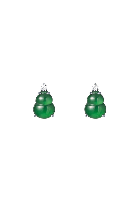 TOMEI Mini Gourd Jade Earrings, White Gold 750