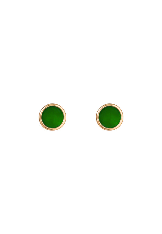 TOMEI Flat Jade Earrings, Yellow Gold 750