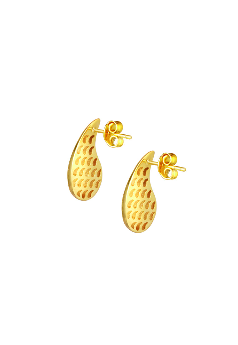 TOMEI Lusso Italia Laser Cut Raindrop Earrings, Yellow Gold 916