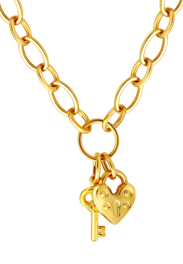 TOMEI Lusso Italia Key and Lock Necklace, Yellow Gold 916