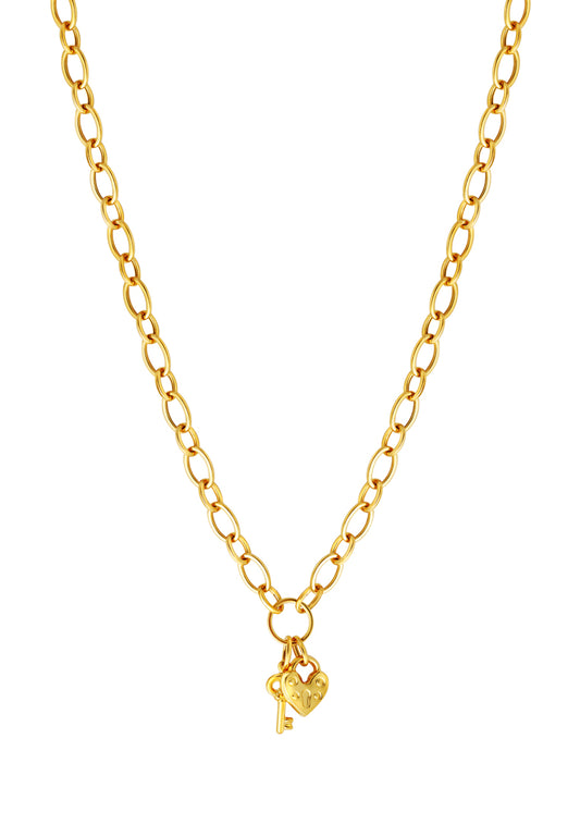 TOMEI Lusso Italia Key and Lock Necklace, Yellow Gold 916