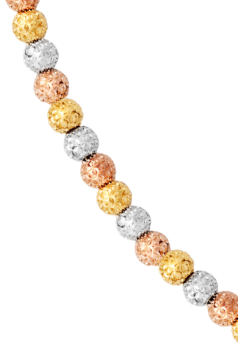 TOMEI Lusso Italia Tri-Tone Beads Bracelet, Yellow Gold 916