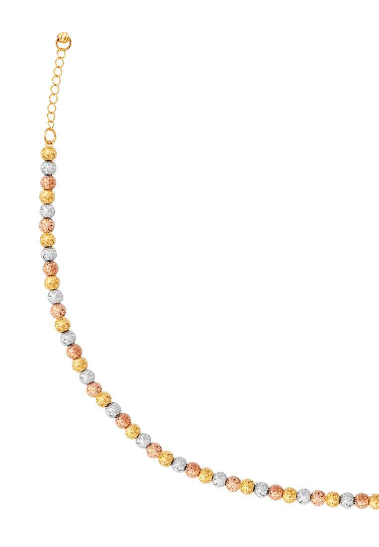 TOMEI Lusso Italia Tri-Tone Beads Bracelet, Yellow Gold 916