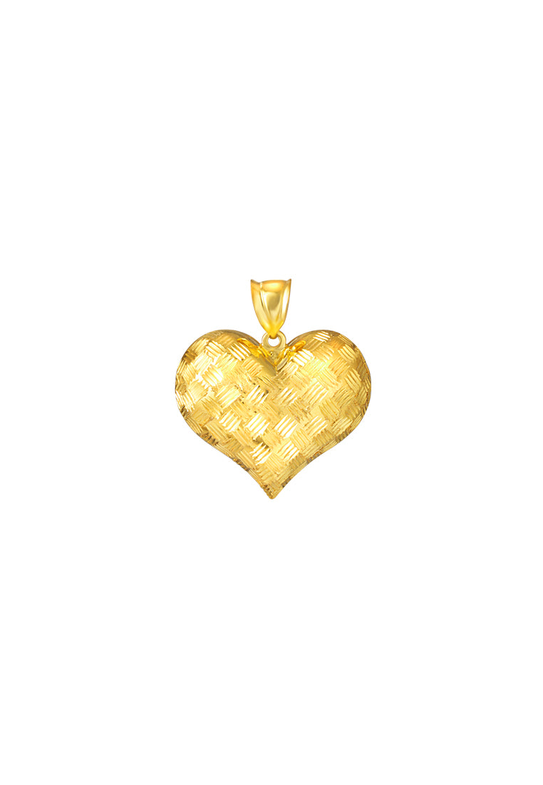 TOMEI Lusso Italia Woven Heart Pendant, Yellow Gold 916